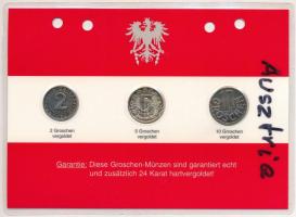 Ausztria 1989-1990. 2gr-10gr aranyozva (3xklf) díszlapon T:AU,XF Austria 1989-1990. 2 Groschen - 10 Groschen gil (3xdiff), on decorative cardboard sheet C:AU,XF