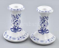 2 db Neundorf porcelán gyertyatartó. Matricás, jelzett, hibátlan 15 cm