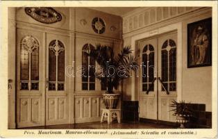 1934 Pécs, Maurinum, Maurus előcsarnok, belső (Jelmondat: Scientia et conscientia) (EK)