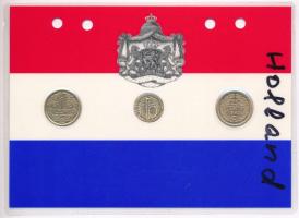 Hollandia 1930-1943. 1c-25c aranyozva (3xklf) díszlapon T:XF Netherlands 1930-1943. 1 Cent - 25 Cents gilt (3xdiff), on decorative cardboard sheet C:XF