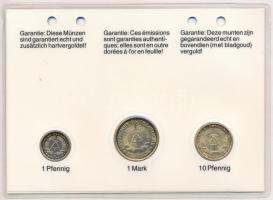 NDK 1967-1988. 1pf-1M aranyozva (3xklf) díszlapon T:AU
GDR 1967-1988. 1 Pfennig - 1 Mark gilt (3xdi...