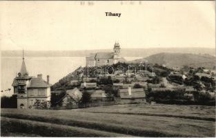 1906 Tihany, a tihanyi templom visszhangverő oldala, mellette a visszhangrontó villa. Balatoni Szöve...