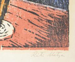 Réti Mátyás (1922-2002): Sárgavirág. Színes linómetszet, papír, jelzett, üvegezett fakeretben, 34×27...