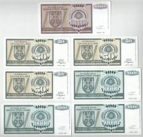 Horvátország / Krajna Szerb Köztársaság / Knin 1992. 50D (3x) + 10.000D (3x) + 1993. 100.000D T:UNC-...