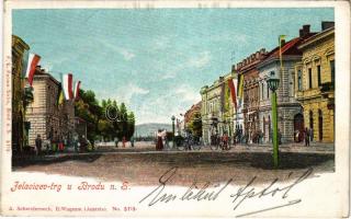 1914 Bród, Nagyrév, Slavonski Brod, Brod na Savi; Jelacicev trg / square (EK)