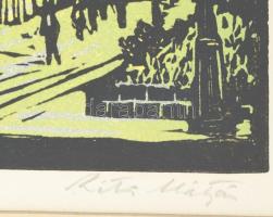 Réti Mátyás (1922-2002): Mátyás templom. Színes linómetszet, papír, jelzett, üvegezett fakeretben, 3...