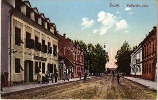 1914 Sziszek, Sisak, Sissek; Ladjarska ulica / utca, üzlet / street view, shop