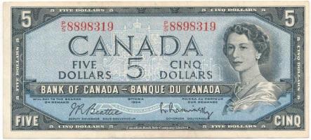 Kanada 1954. 5D átalakított haj. Szign: Beattie-Rasminsky T:F szép papír Canada 1954. 5 Dollars, modified hair style. Sign: Beattie-Rasminsky C:F fine paper Krause P#77b