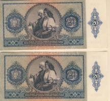 1941. 20 P (2x) kis ugrású sorszámokkal T:I