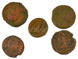 Római Birodalom / Egyiptom ~I-II. század 4db-os bronz érmetétel + 1db sisciai Valens Follis T:VF,F Roman Empire / Egypt ~1st-2nd century 4pcs bronze coin lot + 1pc Valens Follis from Siscia C:VF,F