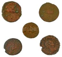 Római Birodalom / Egyiptom ~I-II. század 4db-os bronz érmetétel + 1db sisciai Valens Follis T:VF,F R...