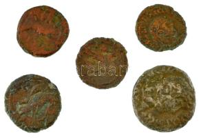 Római Birodalom / Egyiptom ~I-II. század 5db-os bronz érmetétel, közte 1db (utólag?) ezüstözött érme...