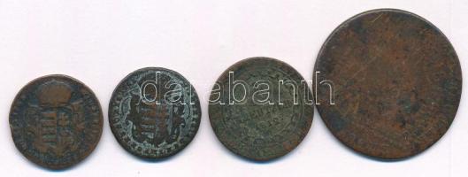 Vegyes: ~1760-1800. 4db-os vegyes rézpénz tétel, közte 1763. Rézdénár "Mária Terézia / zárt kor...