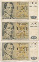 Belgium 1957-1958. 100Fr (3x) T:F Belgium 1957-1958. 100 Francs (3x) C:F