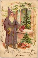 Mikulás játékokkal / Saint Nicholas with toys. Emb. litho (kis szakadás / small tear)