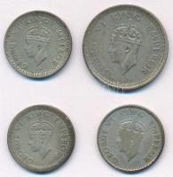 Brit-India 1940-1945. 1/4R Ag (3x) + 1/2R Ag T:XF,VF British India 1940-1945. 1/4 Rupiah Ag (3x) + 1...