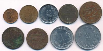 9db vegyes fémpénz, közte főleg Törökország, Muskat és Oman T:XF-VF 9pcs of mixed coins, with mostly Turkey, Muscat and Oman C:XF-VF