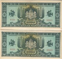 1946. 100.000 MP (2x) kisugrású sorszámokkal T:I-