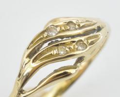 14K arany (Au) gyűrű cirkónia kövekkel, jelzett, 1,4 g m: 51