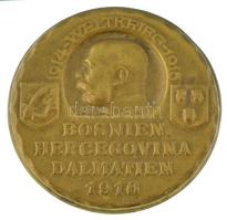 Osztrák-Magyar Monarchia 1916. "Bosznia-Hercegovina Dalmácia - Világháború 1914-1915" bronz lemezjelvény, hátoldalon "ATELIER G. GÜRSCHNER WIEN VII/2 LINDENGASSE 9" gyártói jelzéssel (31mm) T:XF Austro-Hungarian Monarchy 1916. "Bosnien Hercegovina Dalmatien - Weltkrieg 1914-1915" bronze badge with "ATELIER G. GÜRSCHNER WIEN VII/2 LINDENGASSE 9" maker's mark on the back (31mm) C:XF