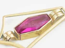 14K arany (Au) medál szintetikus rubinnal, foglalat sérült, br 1,11 g