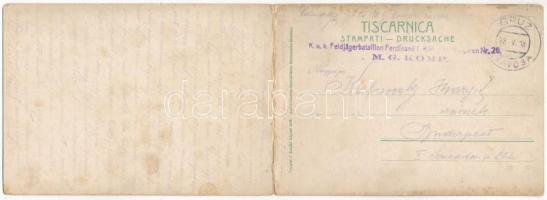 1918 Dubrovnik, Ragusa; 2-tiled panoramacard + "K.u.K. Feldjägerbataillon Ferdinand I. König v....