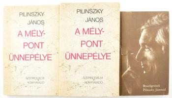 Pilinszky János 2 műve:   A mélypont ünnepélye. Próza. 1-2. köt. A vál., szerk., sajtó alá rendezés, az előszó és utószó Jelenits István munkája. Bp.,1984,Szépirodalmi. Kiadói egészvászon-kötés, kiadói papír védőborítóban.;   Beszélgetések Pilinszky Jánossal. Vál. és szerk.: Török Endre. Bp.,1983,Magvető. Kiadói kartonált papírkötés, kissé kopott borítóval.;