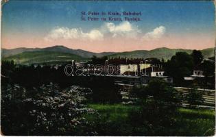 1916 Pivka, St. Petra na Krasu, San Pietro del Carso, St. Peter in Krain; Bahnhof / Postaja / railway station (EB)