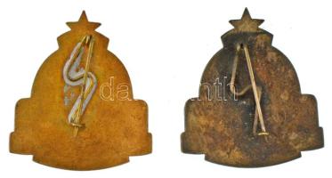 1960 k. "FAÜ törzsgárda (Fővárosi Autóbusz Üzem)" zománcozott bronz jelvény (2x) (36x32mm)...