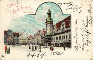 1901 Leipzig, Marktplatz / market square. Bruno Bürger & Ottillie Lith. Anst.