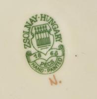 Zsolnay búzavirág mintás hólyagos váza, jelzett, hibátlan, d: 13 cm, m: 7 cm