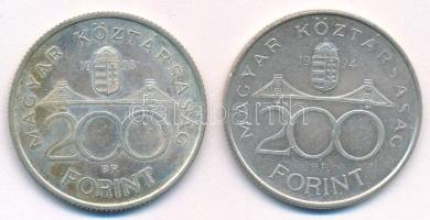 1993. 200Ft Ag "MNB" + 1994. 200Ft Ag "Deák" T:AU,XF patina, kis ph
Adamo F13, ...