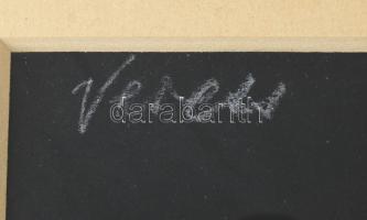 Veress Pál (1920-1999): Ingatag bálvány I.. Vegyes technika, kollázs, papír, jelezve balra lent, üve...