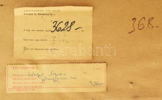 Máger Ágnes (1944-): Csendélet, 1980. Olaj, farost. Jelzett. Hátoldalán Képcsarnok Vállalat címkéive...