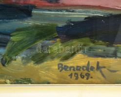 id. Benedek Jenő (1906-1987): Út a Balatonhoz, 1969. Olaj, farost, jelzett. Hátoldalán Képcsarnok Vá...