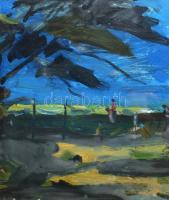 id. Benedek Jenő (1906-1987): Út a Balatonhoz, 1969. Olaj, farost, jelzett. Hátoldalán Képcsarnok Vá...
