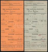 1939 Csonka János gépgyár 2 db munkabér elszámolás