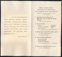 1943 Paris Intitut Hongrois Zoltan Kodaly Festival du mercredi 24 Février 1943... Francia nyelvű meg...