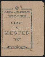 1927 Román munkakönyv, fényképpel kőműves részre / Romanian book of master for mason