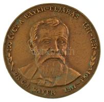 1987. 100 éves a Bayer-eljárás kétoldalas bronz emlékérem (70mm) T:XF