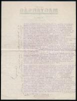 1941 A Délvidék visszacsatolása utáni állapotokról szóló magán levél