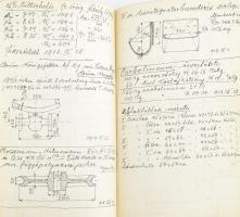 1907-1917 Orowan Berthold (1863-1933) gépészmérnök 2 db jegyzetfüzete / notesze, munkáival kapcsolat...