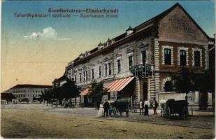 1917 Erzsébetváros, Dumbraveni; Takarékpénztári szálloda. Loydl testvérek kiadása / Sparkassa Hotel / savings bank hotel