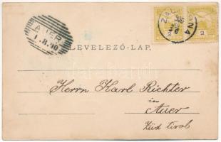 1900 Zalatna, Zlatna; Állami ipari szakiskola, Három templom, Takarékpénztár. W. Folberth kiadása / ...