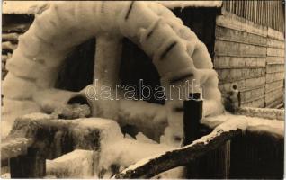 1936 Nagyszeben, Hermannstadt, Sibiu; vízimalom télen / watermill in winter. photo (apró lyukak / tiny pinholes)