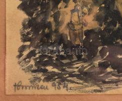 ifj. Toroczkai Oszvald (1924-1960): Bányász, 1954. Akvarell, papír, jelzett. 16x12,5 cm. Üvegezett f...