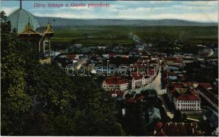 Déva, látkép a Gizella pihenővel. Hirsch Adolf kiadása / general view, lookout (fl)