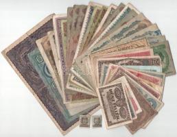 Vegyes 38db-os nagyobbrészt magyar, kisebb részt külföldi (elsősorban lengyel és német) bankjegy tétel, közte Sopron 1919. 10f szükségpénz, 1912. 100K piros MAGYAROSZÁG körbélyegzővel T:F,VG