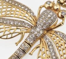 Arany (Au) 14K köves áttört szitakötő medál, jelzett, 5×4,4 cm, bruttó: 5,3 g