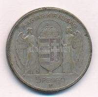 1930. 5P Ag "Horthy jobbra" T:F patina Adamo P8